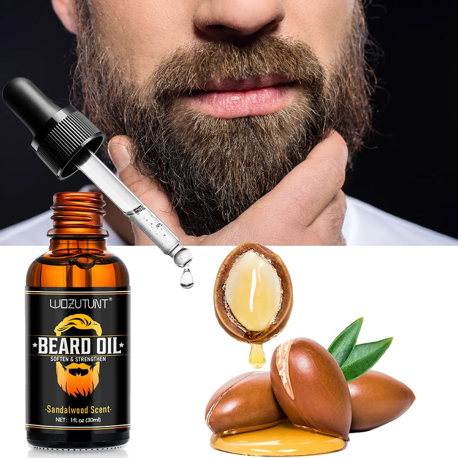 Kit de cuidado de barba para hombre – aceite, bálsamo, peine y tijeras | Crecimiento y estilo profesional