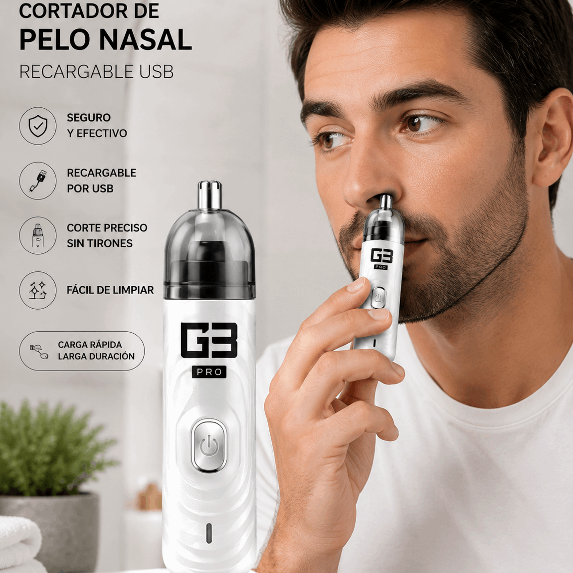 Cortador de Pelo Nasal Recargable USB