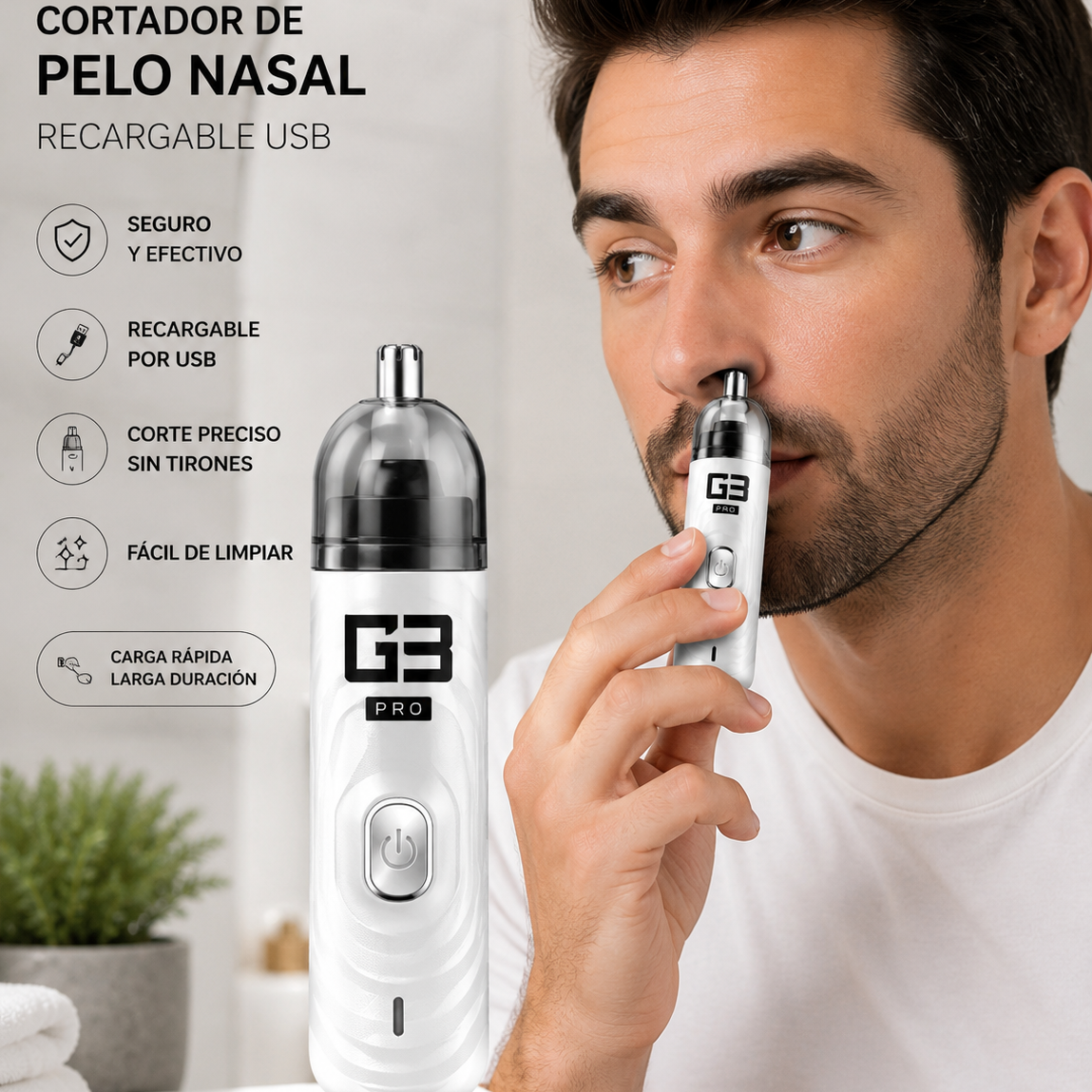Cortador de Pelo Nasal Recargable USB