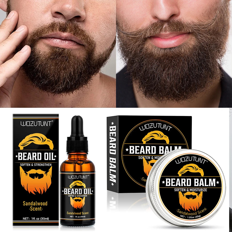 Kit de cuidado de barba para hombre – aceite, bálsamo, peine y tijeras | Crecimiento y estilo profesional