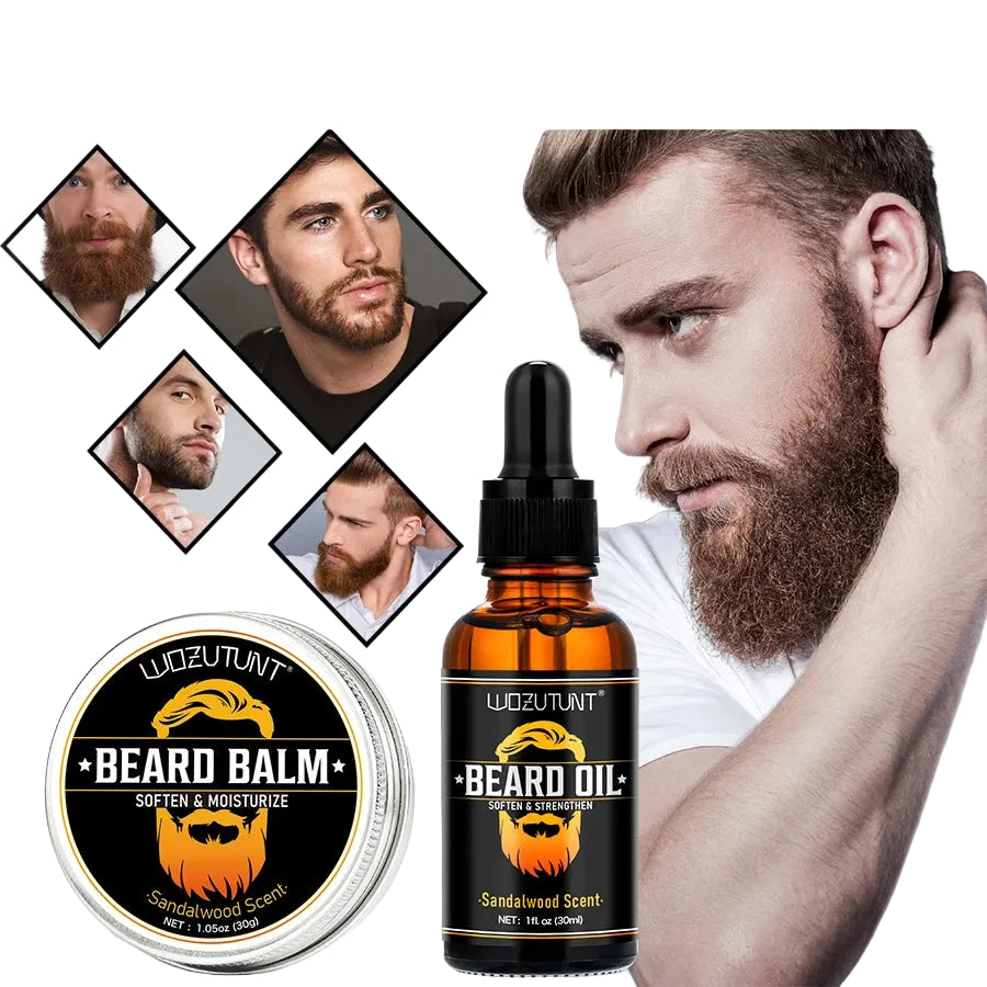 Kit de cuidado de barba para hombre – aceite, bálsamo, peine y tijeras | Crecimiento y estilo profesional