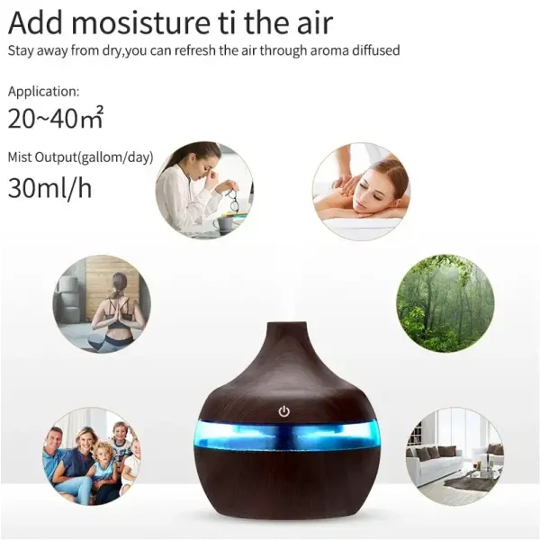 Difusor de aroma ultrsonico 300ml recargable