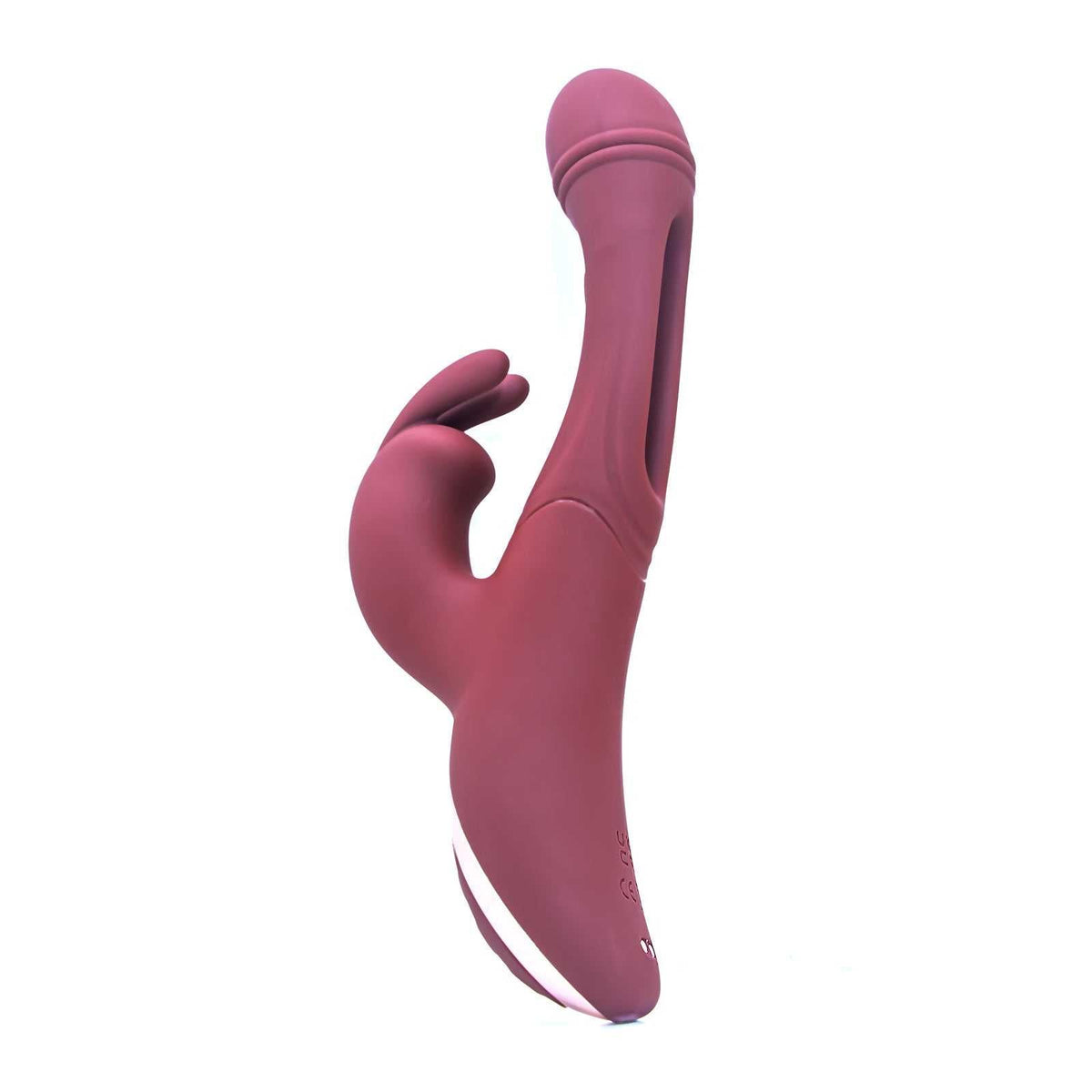 Juguete para Mujer de doble cabezal en color rosa, con superficie lisa y forma curva ergonómica.