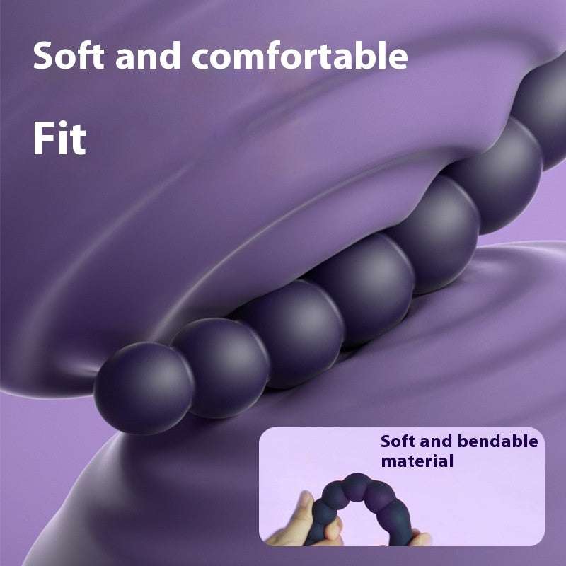 Vibrador de perlas Anales morado, de silicona flexible, con cuentas redondas y diseño articulado y ergonómico.