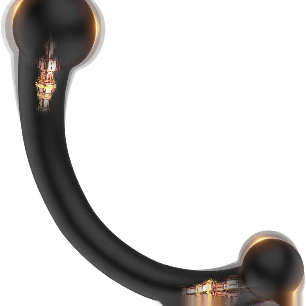 Vibrador Íntimo de Silicona negro, de superficie lisa y diseño curvado en forma de media luna con dos extremos redondeados.
