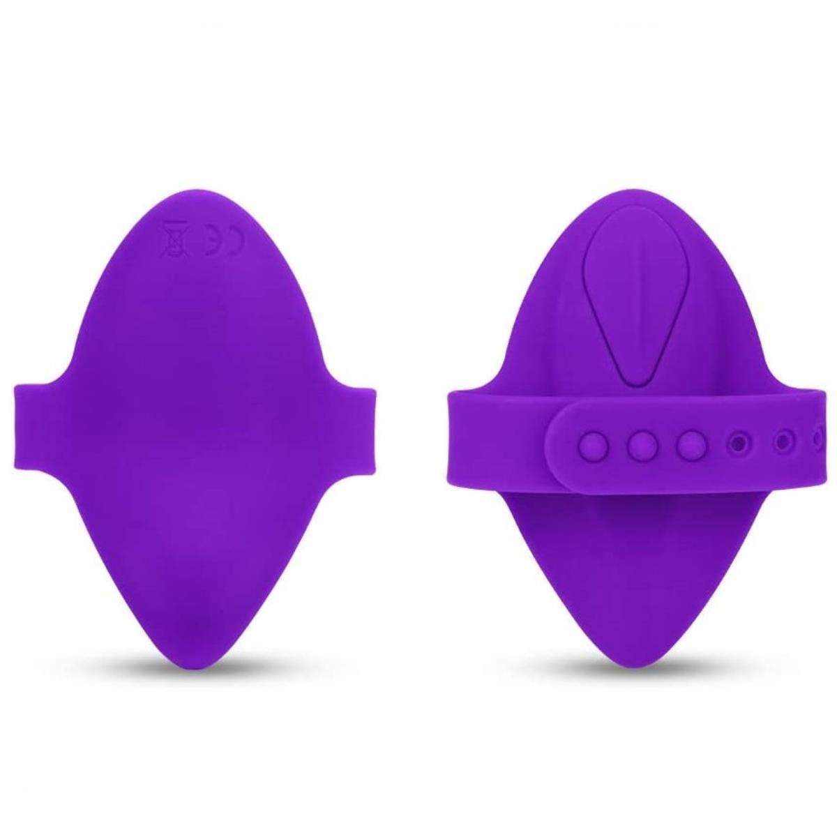 Vibrador Mariposa para Mujer de silicona morada, con diseño ergonómico y botones integrados para controlar la vibración.