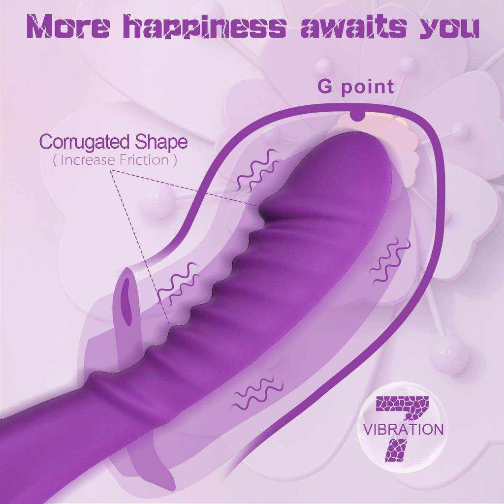 Vibrador para Mujer morado con forma alargada y superficie corrugada, resaltado por su diseño para estimulación del punto G.