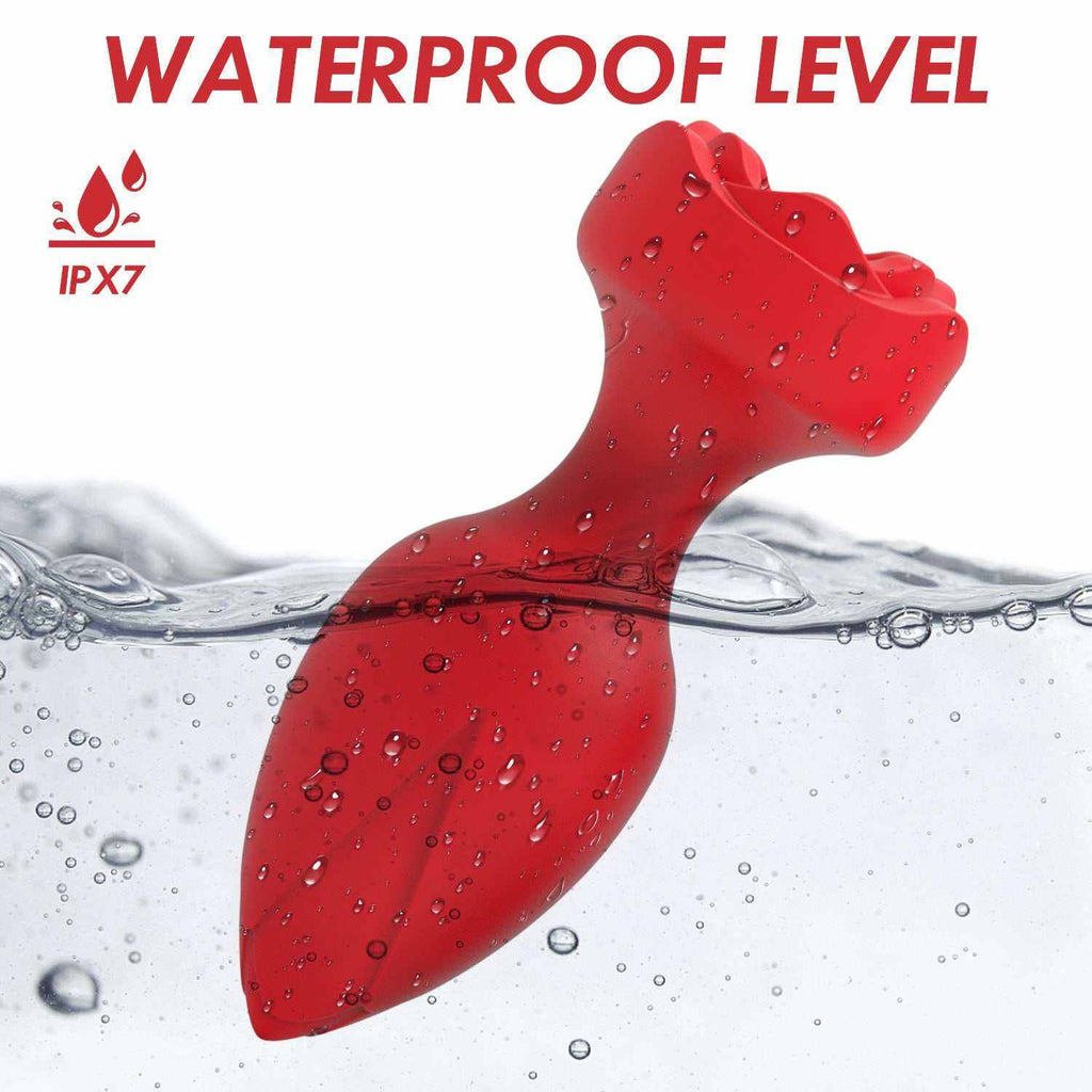 Vibrador para Mujer de silicona roja, diseño ergonómico con relieves y superficie impermeable IPX7.
