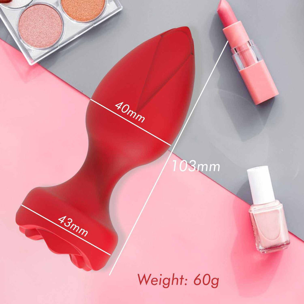 Vibrador para Mujer de silicona roja, con cuerpo cónico, base ancha y punta redondeada; mide 103 mm.
